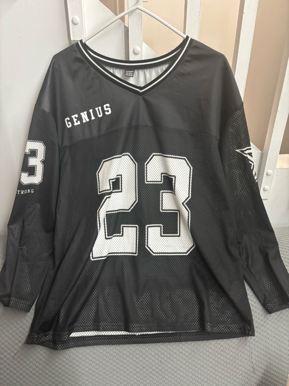 SHEIN Black Mesh Football Jersey "Genius 23" Oversized Streetwear - XS